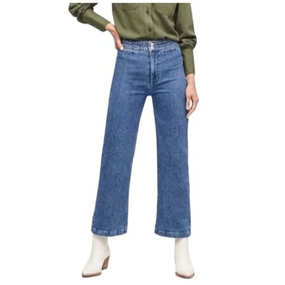 J. Crew Point Sur Full Length Wide Leg Jeans Size 30 Petite Blue Denim - Picture 1 of 9